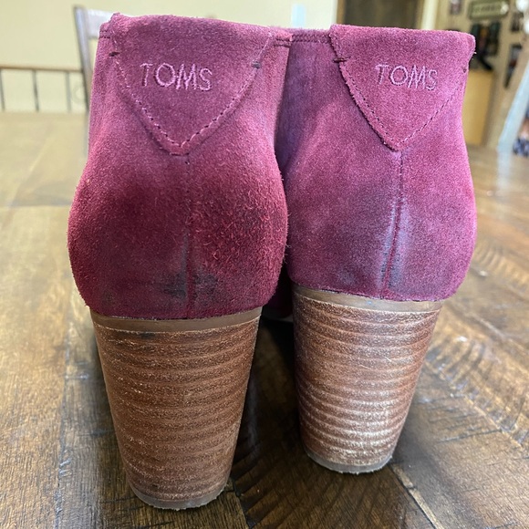TOMS Lunata Lace Up Block Heel Ankle Bootie oxblood Burgundy - Size 7.5 - Picture 4 of 10